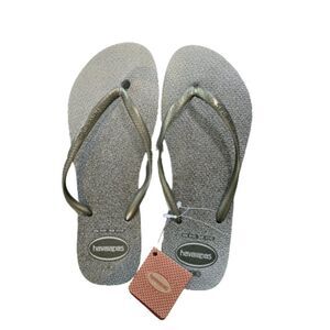 Havaianas Women's Black Slim Gloss Flip Flops Sandals Size 9-10